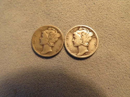 2 1931  S Mercury Dimes. Fine+