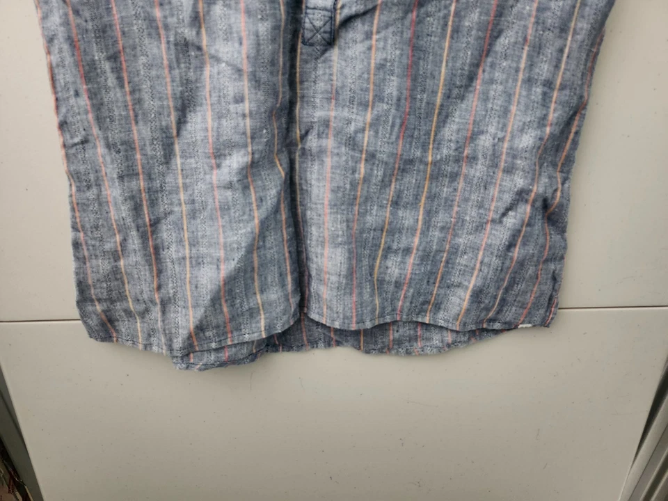 Top Caslon Mujer S Sin Mangas Popover Henley Rayas 100% Lino Cambray Costero Foto 2 de 4