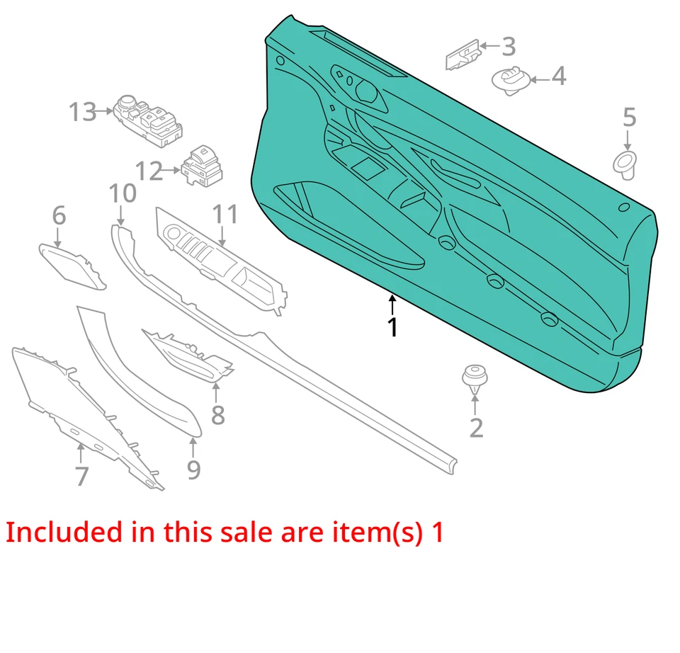 Panel de puerta interior de cuero delantero derecho BMW M6 650i 640i F12 F13 2013-2017 OEM Foto 3 de 4