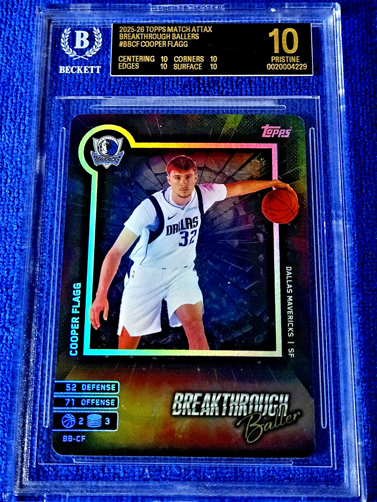 2025 Topps Match Attax RC Cooper Flagg Rookie Holofoil SP BGS 10 BLACK LABEL 💣 view 5