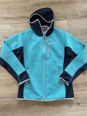 Patagonia Women s Dual Aspect Hoody Jacket Size L Navy Turquoise Blue EUC