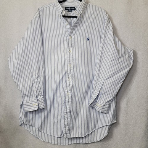 Polo Ralph Lauren Yarmouth Men's 17-32/33 Pin Point Oxford Blue Striped Button - Picture 2 of 17