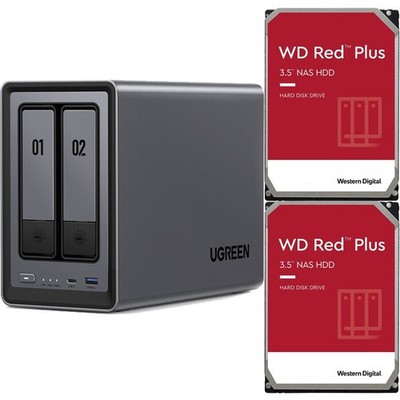 UGREEN DXP2800 2-Bay 8GB RAM 8TB (2 x 4TB) WD RED PLUS DRIVES