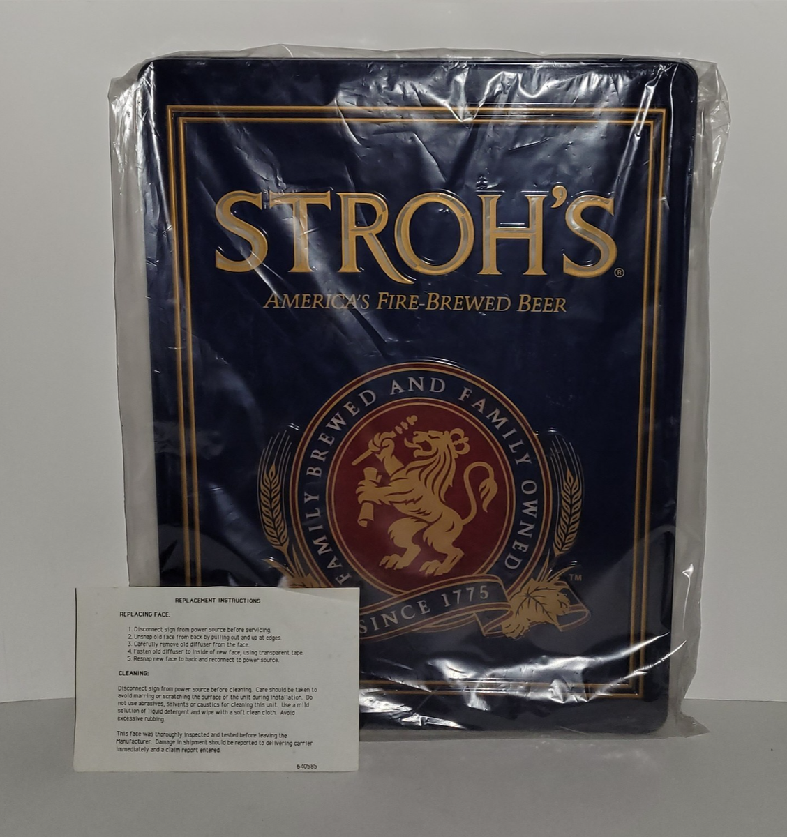 STROH'S プレミアムビール看板 約40cm x 30cm Stroh's Beer Replacement Plastic Sign Face for Light Up Bar