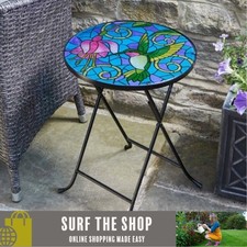 Smart Garden Hummingbird Hand Painted Foldable Glass Table indoor / outdoor 35cm