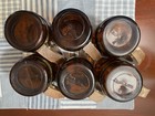 Barrel Style Glass Wooden Handle Mugs Set Of 6 Plain Brown Amber -EUC — photo 5
