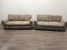 Pair of Taylor Beige Fabric 3 Seater Sofas USED ( READ DESCRIPTION )