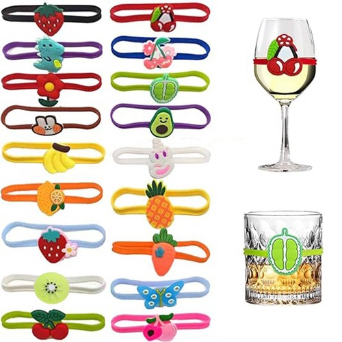 Ackron 18Pcs Wine Glass Markers, Silicone Drink Markers Funny For Wine Glasse...