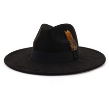 Big Wide Brim Fedora Hats for Women Men Western Suede Hat Panama Hat Outdoor ...