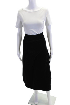 Lilith Womens Side Zip Knee Length Corduroy Pencil Skirt Black Size Extra Large