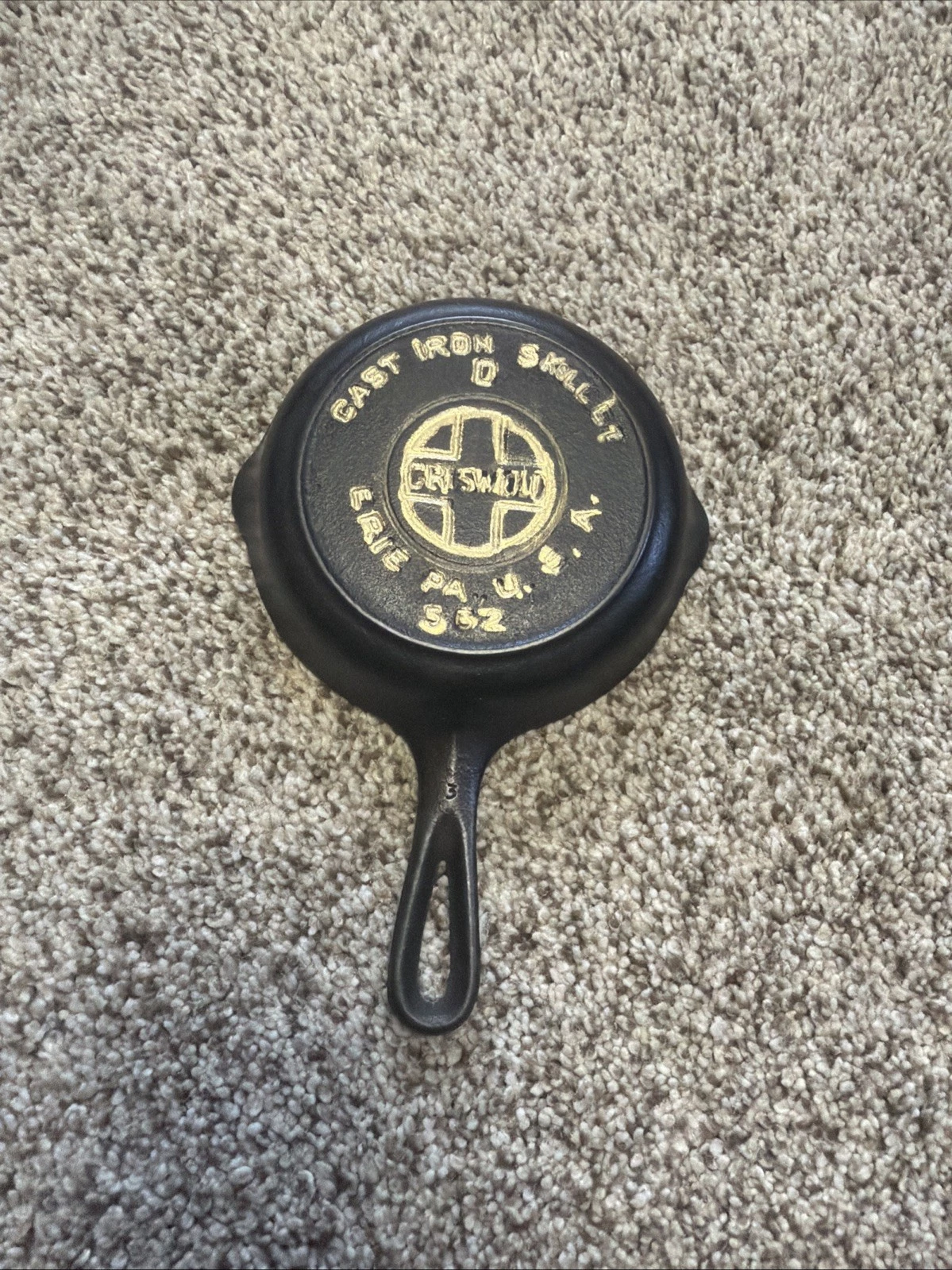 Antique 1920-30s Griswold #0Cast Iron Skillet 562 Erie PA Large Block Logo FINE