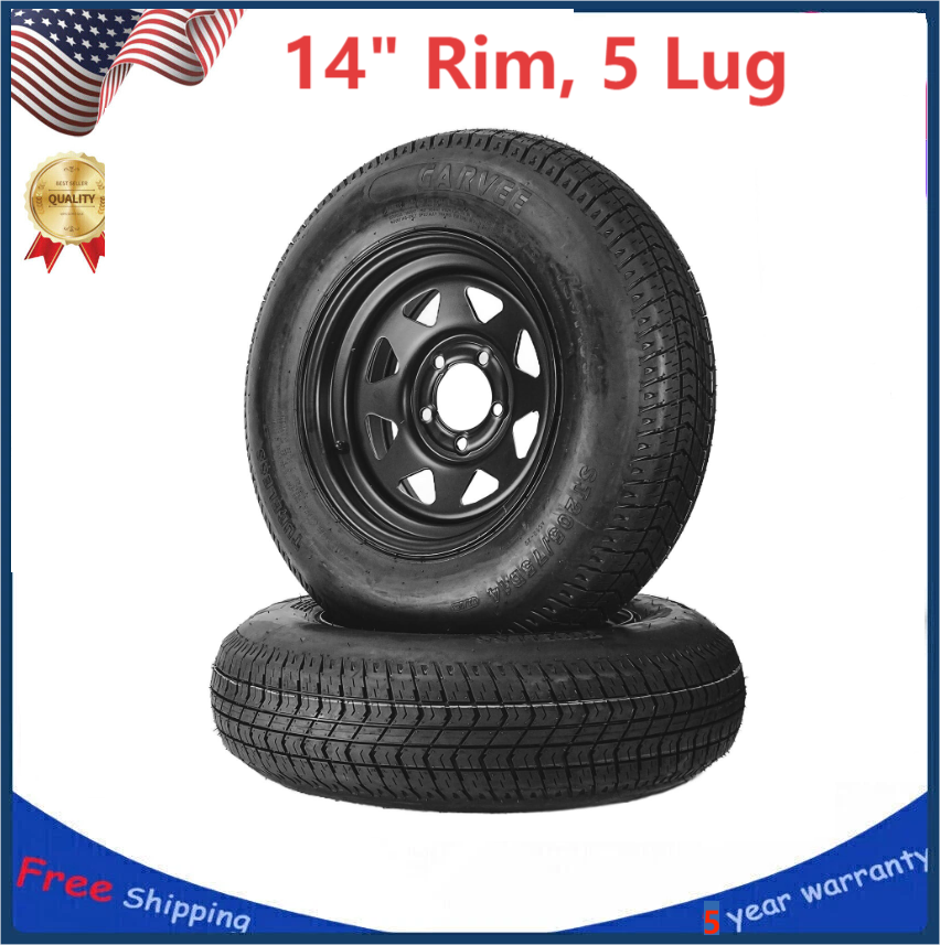 ⭐2 PCS ST205/75D14 Trailer Tires with 14