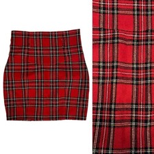 Vintage Betsey Johnson Red Plaid High Waisted Mini Skirt 6 S