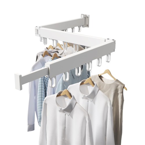 Drying Rack, Foldable (Tri-Fold) Retractable, Wall-Mounted Iaundry Drying Rac...
