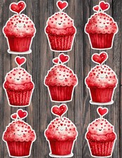 Valentines Day Cupcake Die Cut Vinyl Stickers Scrapbooking Laptop Waterbottle