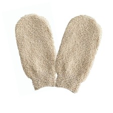 2 Pcs Natural Linen Exfoliating Shower Gloves for Body Exfoliating, Scrubbing