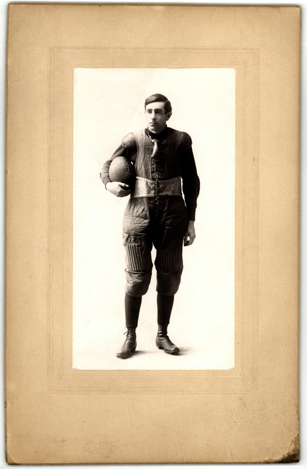 Mounted Board Photo 1908 S.P. McElwell Early Collegiate Football Player Uniform