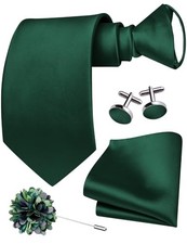 Zipper Ties for Men Pre-Tied Tie Set Silk Paisley Adjustable Necktie and Green