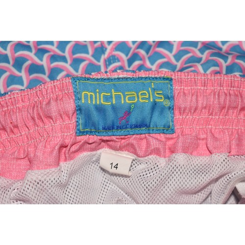 MICHAEL'S $60 Cyclist liner Swim Trunks Blue Coral Swirl Print Boy's 14 - Picture 3 of 3