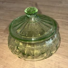 New ListingVtg Anchor Hocking Green Glass Cameo Ballerina Lidded Candy Dish 6” X 3”