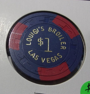 LOUIGI'S BROILER CASINO 1960 $1 hotel casino gaming poker chip Las Vegas NV