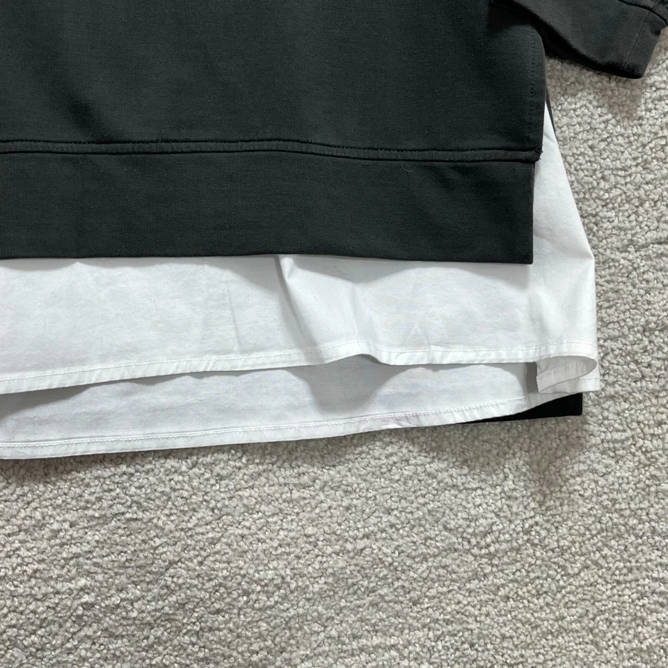 Moletom feminino Two By Vince Camuto cinza médio branco manga comprida gola redonda - Imagem 4 de 4