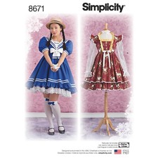 SIMPLICITY 8671 MISSES LOLITA COSPLAY COSTUMES Sewing Pattern Sizes 4-12 & 12-20