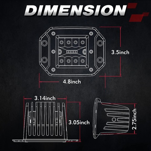6X 5" 540W Flush Mount LED Pods Work Light Bar Tri Row Spot Flood Off Road 4WD - Picture 8 of 16