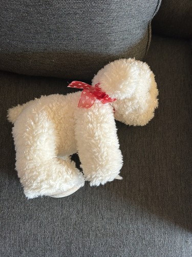 Mandee's Romeo White Dog Plush Stuffed Animal Dog Heart Bow MANDEE 10" No Tags - Picture 3 of 8