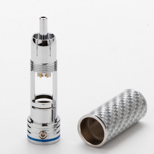 Conector de audio RCA enchapado en rodio enchufe de fibra de carbono Preffair de 4 piezas adaptadores HIFI - Imagen 8 de 13
