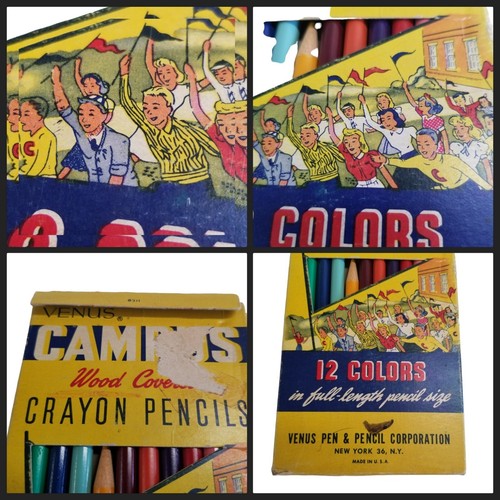 Vintage Colored Pencils Milton Bradley Crayons Japan Pencil Ephemera School Draw - Picture 5 of 24