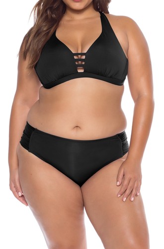 BECCA ETC Black Color Code 2-Piece Hipster Plus Size Bikini Set 2 X