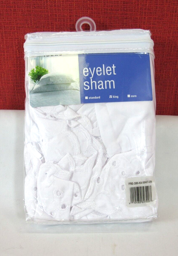 Fresh Ideas Ruffled Eyelet Pillow King Sham-White T4103629 - Picture 2 of 4