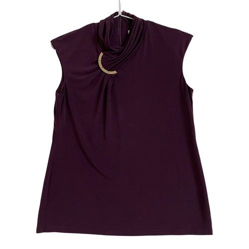 Calvin Klein Purple Top Size M Gold Buckle Sleeveless Stretch - 第 1/7 張圖片