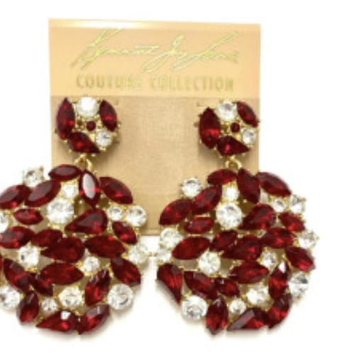 KENNETH JAY LANE, RHINESTONE & GOLD PIERCED EARRING - Bild 3 von 10
