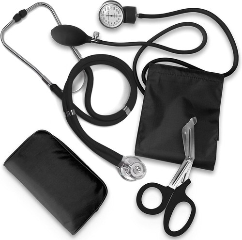Aneroid Sphygmomanometer Stethoscope Kit Manual Blood Pressure BP Cuff Gauge - Picture 1 of 88