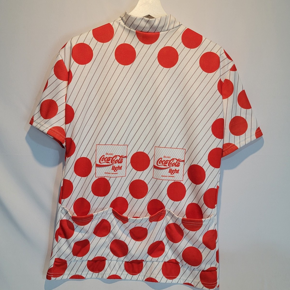Maillot Cycliste Vintage Castelli – Rouge à Pois – Coca-Cola Light – Taille XL Homme