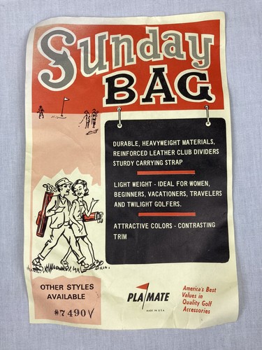VINTAGE PLAYMATE MOONLITE SUNDAY CARRY GOLF BAG BLUE WHITE STRAP POCKET NEW NOS - Picture 3 of 10