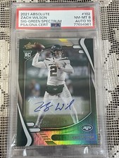 Zach Wilson Auto RC 2021 Absolute Football NFL  Green #24/25 PSA 8 Nrmt Auto 10