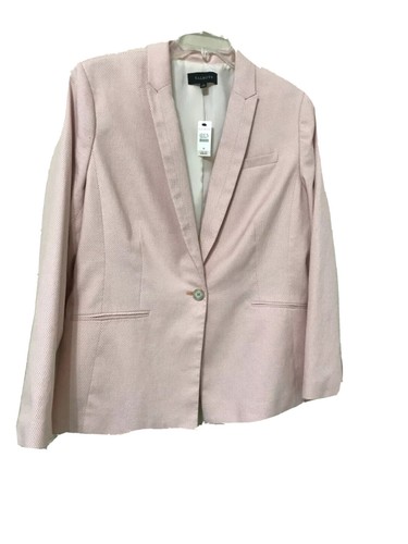 Neu mit Etikett Talbots Pfirsichweiß Ein-Knopf-Blazer Größe 16 Baumwollmischung gefütterte Taschen - Bild 3 von 7