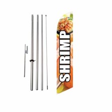 Shrimp - Seafood Mariscos 15ft Feather Banner Swooper Flag Kit with pole  spike