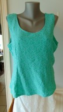 NEW Thalia Sodi Aqua Green Stretch Lace Seamed Sleeveless Tank Floral Lined XL