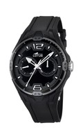 Lotus Men's Quartz Watch With Black Dial Analogue Display And Black Rubber St... Lotus Men's Quartz Watch With Black Dial Analogue Display And Black Rubber St...