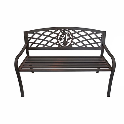 Metal Flower Bouquet Park Bench Cast Iron Bench For Yard Or