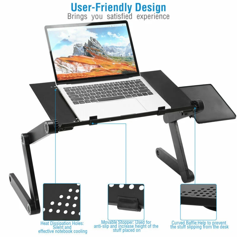 Adjustable Folding Laptop Stand Bed and Desk Table with Height Control  