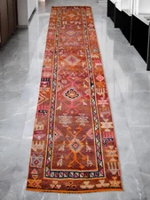 3x13 Runner Antique Turkish Rug Hand Made Long Hallway Rug Kitchen Decor Rug