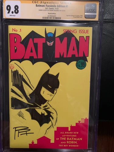 Bruno Redondo Batman sketch on issue #1 yellow blank cover 9.8 CGC graded