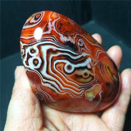 TOP 250.3G Natural Polished Silk Banded Lace Agate Crystal Madagascar B836 - Picture 9 of 17