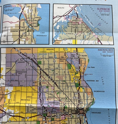 Wisconsin 2004 VTG State Highway Map Road DOT Milwaukee WI Madison Green Bay old