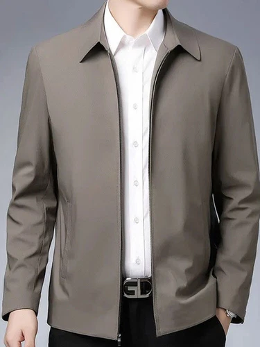 Men Turn-down Collar Coat Jackets Tops Business Autumn Spring Zipper Outwear - Bild 13 von 21